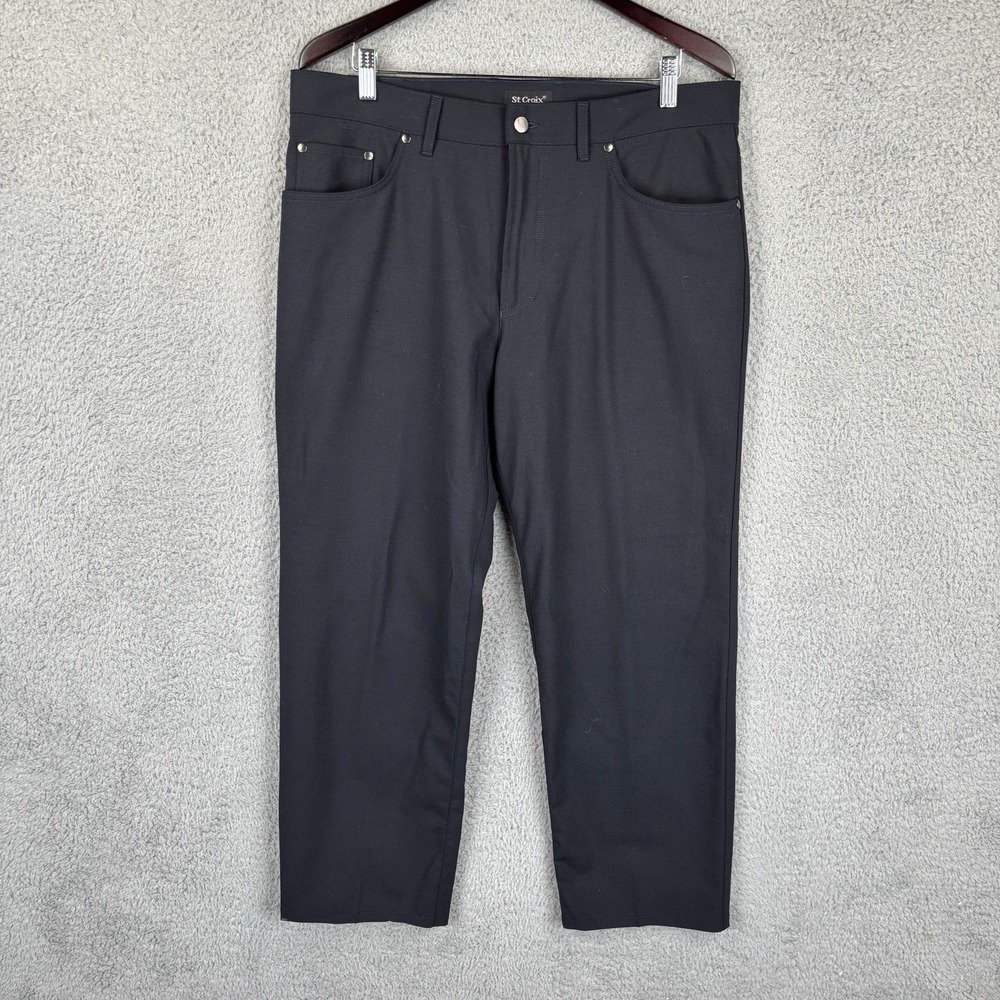 St Croix Pants Mens 35x29 Navy 5 Pocket Wool Blend Casual Stretch Italy